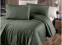 Постельное белье сатин delux First Choice - Dark Timeless Dark Green (Turkey), евро